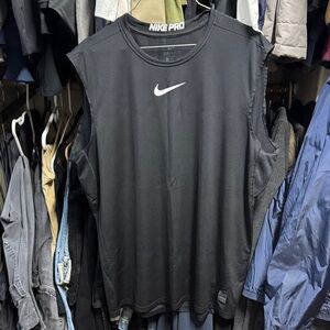 Nike Pro Black Sleeveless Top with White Logo
